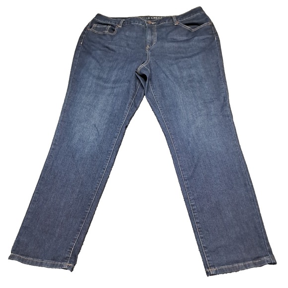 Falls Creek Jeans Womens Sz 18A Skinny Ankle Denim Blue Stretch Distressed Plus - Picture 1 of 12